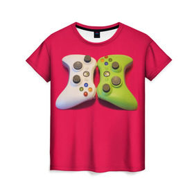 Женская футболка 3D с принтом Игроман в Тюмени, 100% полиэфир ( синтетическое хлопкоподобное полотно) | прямой крой, круглый вырез горловины, длина до линии бедер | dzhojstik | kontroller | xbox360 | джойстик | игры | консоль | контроллер