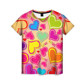 Женская футболка 3D с принтом Любовная фантазия в Тюмени, 100% полиэфир ( синтетическое хлопкоподобное полотно) | прямой крой, круглый вырез горловины, длина до линии бедер | любовь | поцелуй | святой валентин | сердце | счастье | я люблю тебя
