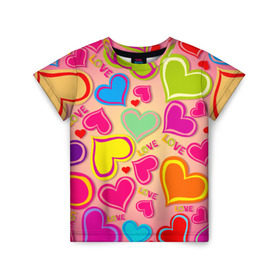 Детская футболка 3D с принтом Любовная фантазия в Тюмени, 100% гипоаллергенный полиэфир | прямой крой, круглый вырез горловины, длина до линии бедер, чуть спущенное плечо, ткань немного тянется | любовь | поцелуй | святой валентин | сердце | счастье | я люблю тебя