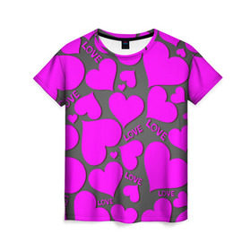 Женская футболка 3D с принтом Любовная история в Тюмени, 100% полиэфир ( синтетическое хлопкоподобное полотно) | прямой крой, круглый вырез горловины, длина до линии бедер | любовь | поцелуй | святой валентин | сердце | счастье | я люблю тебя