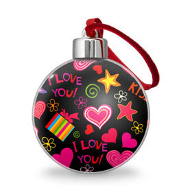 Ёлочный шар с принтом Праздник любви в Тюмени, Пластик | Диаметр: 77 мм | любовь | поцелуй | праздник | святой валентин | сердце | счастье | я люблю тебя