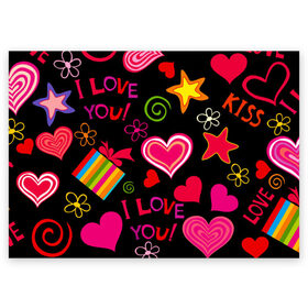 Поздравительная открытка с принтом Праздник любви в Тюмени, 100% бумага | плотность бумаги 280 г/м2, матовая, на обратной стороне линовка и место для марки
 | любовь | поцелуй | праздник | святой валентин | сердце | счастье | я люблю тебя