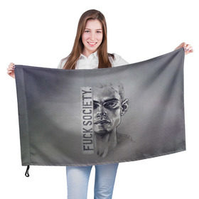 Флаг 3D с принтом Fuck Society в Тюмени, 100% полиэстер | плотность ткани — 95 г/м2, размер — 67 х 109 см. Принт наносится с одной стороны | fsociety | mr robot | анонимус | мистер робот