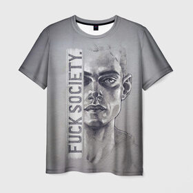Мужская футболка 3D с принтом Fuck Society в Тюмени, 100% полиэфир | прямой крой, круглый вырез горловины, длина до линии бедер | Тематика изображения на принте: fsociety | mr robot | анонимус | мистер робот
