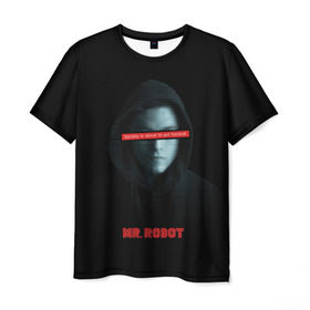 Мужская футболка 3D с принтом Mr Robot в Тюмени, 100% полиэфир | прямой крой, круглый вырез горловины, длина до линии бедер | fsociety | mr robot | анонимус | мистер робот