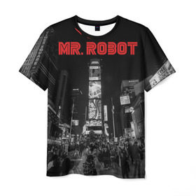 Мужская футболка 3D с принтом Мистер Робот в Тюмени, 100% полиэфир | прямой крой, круглый вырез горловины, длина до линии бедер | fsociety | mr robot | анонимус | мистер робот
