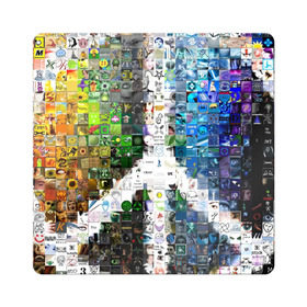 Магнит виниловый Квадрат с принтом Знак мира в Тюмени, полимерный материал с магнитным слоем | размер 9*9 см, закругленные углы | Тематика изображения на принте: знак | калейдоскоп | картинки | мир | радуга | символ | хиппи