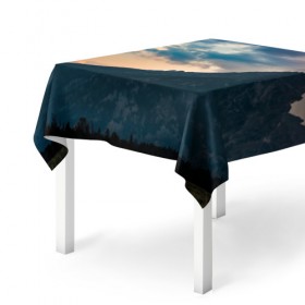 Скатерть 3D с принтом Закат в природе в Тюмени, 100% полиэстер (ткань не мнется и не растягивается) | Размер: 150*150 см | 3д | гора | закат | национальный парк | природа