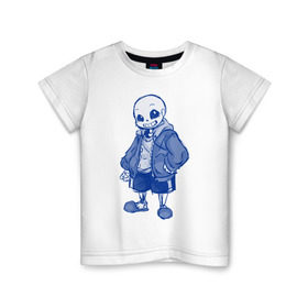 Детская футболка хлопок с принтом Sans в Тюмени, 100% хлопок | круглый вырез горловины, полуприлегающий силуэт, длина до линии бедер | sans | undertale