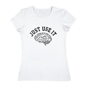 Женская футболка хлопок с принтом Мозг в Тюмени, 100% хлопок | прямой крой, круглый вырез горловины, длина до линии бедер, слегка спущенное плечо | мозг
