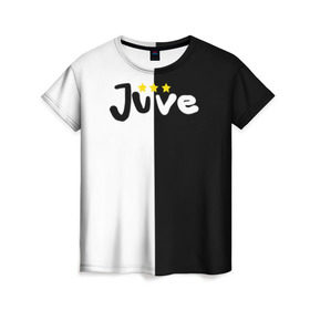 Женская футболка 3D с принтом Juventus в Тюмени, 100% полиэфир ( синтетическое хлопкоподобное полотно) | прямой крой, круглый вырез горловины, длина до линии бедер | 