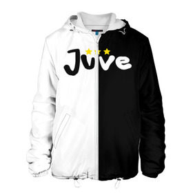 Мужская куртка 3D с принтом Juventus в Тюмени, ткань верха — 100% полиэстер, подклад — флис | прямой крой, подол и капюшон оформлены резинкой с фиксаторами, два кармана без застежек по бокам, один большой потайной карман на груди. Карман на груди застегивается на липучку | 