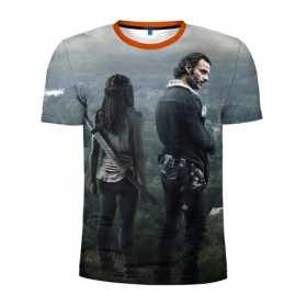 Мужская футболка 3D спортивная с принтом The Walking Dead в Тюмени, 100% полиэстер с улучшенными характеристиками | приталенный силуэт, круглая горловина, широкие плечи, сужается к линии бедра | 