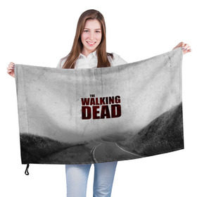 Флаг 3D с принтом The Walking Dead в Тюмени, 100% полиэстер | плотность ткани — 95 г/м2, размер — 67 х 109 см. Принт наносится с одной стороны | the walking dead | америка | апокалипсис | глен | дерил | зомби | карл | кровь | рик | сша | ходячие мертвецы