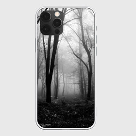 Чехол для iPhone 12 Pro Max с принтом Туман в лесу в Тюмени, Силикон |  | black   white | fog | forest | morning | photo | silhouette | trees | деревья | лес | силуэт | туман | утро | фото | черно   белое