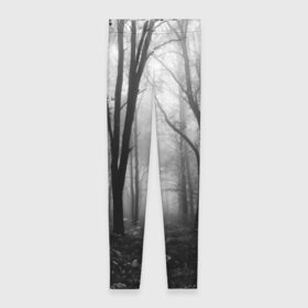 Леггинсы 3D с принтом Туман в лесу в Тюмени, 80% полиэстер, 20% эластан | Эластичный пояс, зауженные к низу, низкая посадка | black   white | fog | forest | morning | photo | silhouette | trees | деревья | лес | силуэт | туман | утро | фото | черно   белое