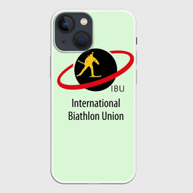 Чехол для iPhone 13 mini с принтом IBU в Тюмени,  |  | biathlon | ibu | international biathlon union | биатлон | гонка | зимний спорт | кубок мира | олимпиада | спорт | спринт | чемпионат | чемпионат мира | эстафета
