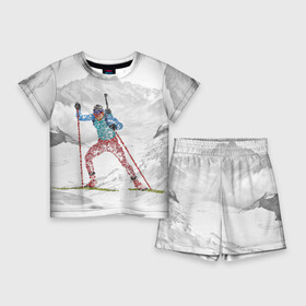 Детский костюм с шортами 3D с принтом Спортсмен биатлонист в Тюмени,  |  | biathlon | биатлон | гонка | зимний спорт | кубок мира | олимпиада | спорт | спринт | чемпионат | чемпионат мира | эстафета