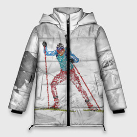Женская зимняя куртка 3D с принтом Спортсмен биатлонист в Тюмени, верх — 100% полиэстер; подкладка — 100% полиэстер; утеплитель — 100% полиэстер | длина ниже бедра, силуэт Оверсайз. Есть воротник-стойка, отстегивающийся капюшон и ветрозащитная планка. 

Боковые карманы с листочкой на кнопках и внутренний карман на молнии | biathlon | биатлон | гонка | зимний спорт | кубок мира | олимпиада | спорт | спринт | чемпионат | чемпионат мира | эстафета