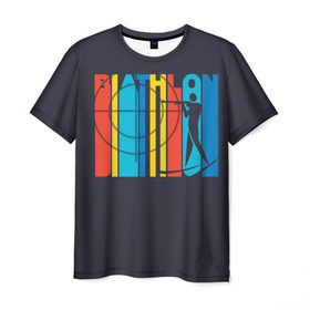 Мужская футболка 3D с принтом Радужный спорт в Тюмени, 100% полиэфир | прямой крой, круглый вырез горловины, длина до линии бедер | biathlon | биатлон | гонка | зимний | кубок мира | олимпиада | спринт | чемпионат | чемпионат мира | эстафета