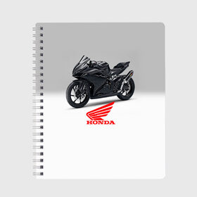 Тетрадь с принтом Honda 3 в Тюмени, 100% бумага | 48 листов, плотность листов — 60 г/м2, плотность картонной обложки — 250 г/м2. Листы скреплены сбоку удобной пружинной спиралью. Уголки страниц и обложки скругленные. Цвет линий — светло-серый
 | honda | moto | мото | мотоцикл | мотоциклы | хонда
