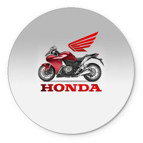 Коврик круглый с принтом Honda 2 в Тюмени, резина и полиэстер | круглая форма, изображение наносится на всю лицевую часть | Тематика изображения на принте: honda | moto | мото | мотоцикл | мотоциклы | хонда