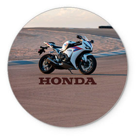 Коврик круглый с принтом Honda 1 в Тюмени, резина и полиэстер | круглая форма, изображение наносится на всю лицевую часть | honda | moto | мото | мотоцикл | мотоциклы | хонда