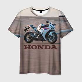 Мужская футболка 3D с принтом Honda 1 в Тюмени, 100% полиэфир | прямой крой, круглый вырез горловины, длина до линии бедер | honda | moto | мото | мотоцикл | мотоциклы | хонда