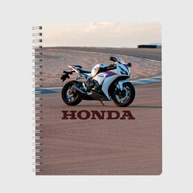 Тетрадь с принтом Honda 1 в Тюмени, 100% бумага | 48 листов, плотность листов — 60 г/м2, плотность картонной обложки — 250 г/м2. Листы скреплены сбоку удобной пружинной спиралью. Уголки страниц и обложки скругленные. Цвет линий — светло-серый
 | honda | moto | мото | мотоцикл | мотоциклы | хонда