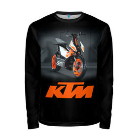 Мужской лонгслив 3D с принтом KTM 2 в Тюмени, 100% полиэстер | длинные рукава, круглый вырез горловины, полуприлегающий силуэт | Тематика изображения на принте: ktm | moto | катээм | ктм | мото | мотоцикл | мотоциклы