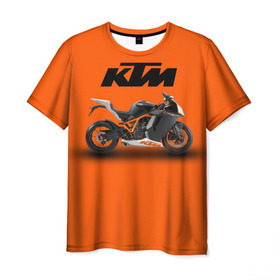 Мужская футболка 3D с принтом KTM 1 в Тюмени, 100% полиэфир | прямой крой, круглый вырез горловины, длина до линии бедер | Тематика изображения на принте: ktm | moto | катээм | ктм | мото | мотоцикл | мотоциклы