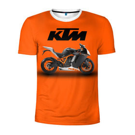 Мужская футболка 3D спортивная с принтом KTM 1 в Тюмени, 100% полиэстер с улучшенными характеристиками | приталенный силуэт, круглая горловина, широкие плечи, сужается к линии бедра | Тематика изображения на принте: ktm | moto | катээм | ктм | мото | мотоцикл | мотоциклы