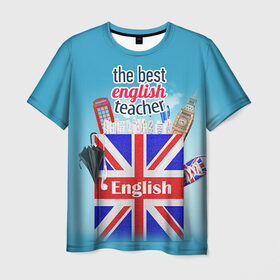 Мужская футболка 3D с принтом Учителю Английского языка в Тюмени, 100% полиэфир | прямой крой, круглый вырез горловины, длина до линии бедер |  английский | день учителя | педагог | учитель | язык