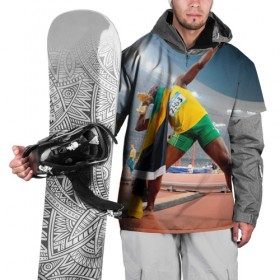 Накидка на куртку 3D с принтом Болт в Тюмени, 100% полиэстер |  | bolt | атлетика | бег | олимпиада | усэйн