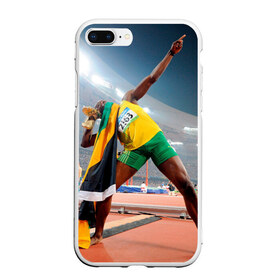 Чехол для iPhone 7Plus/8 Plus матовый с принтом Болт в Тюмени, Силикон | Область печати: задняя сторона чехла, без боковых панелей | bolt | атлетика | бег | олимпиада | усэйн