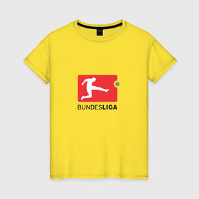 Женская футболка хлопок с принтом Бундеслига в Тюмени, 100% хлопок | прямой крой, круглый вырез горловины, длина до линии бедер, слегка спущенное плечо | bundesliga | бавария | боруссия | германия | футбол