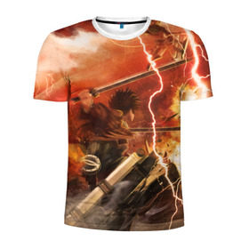Мужская футболка 3D спортивная с принтом Атака Титанов в Тюмени, 100% полиэстер с улучшенными характеристиками | приталенный силуэт, круглая горловина, широкие плечи, сужается к линии бедра | attack on titan | атака титанов | вторжение гигантов