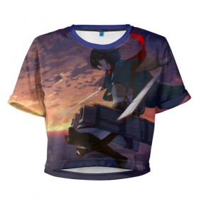 Женская футболка 3D укороченная с принтом Swords в Тюмени, 100% полиэстер | круглая горловина, длина футболки до линии талии, рукава с отворотами | attack on titan | атака титанов | вторжение гигантов