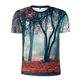 Мужская футболка 3D спортивная с принтом Осень в Тюмени, 100% полиэстер с улучшенными характеристиками | приталенный силуэт, круглая горловина, широкие плечи, сужается к линии бедра | autumn | bright | colors | forest | paint | trees | деревья | краски | лес | осень | цвета | яркие