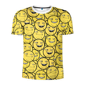 Мужская футболка 3D спортивная с принтом ПеКа-фейс в Тюмени, 100% полиэстер с улучшенными характеристиками | приталенный силуэт, круглая горловина, широкие плечи, сужается к линии бедра | колобок | луна | пека | смайл | смайлик | солнце | фейс