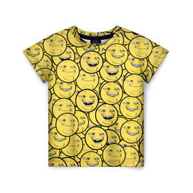 Детская футболка 3D с принтом ПеКа-фейс в Тюмени, 100% гипоаллергенный полиэфир | прямой крой, круглый вырез горловины, длина до линии бедер, чуть спущенное плечо, ткань немного тянется | Тематика изображения на принте: колобок | луна | пека | смайл | смайлик | солнце | фейс