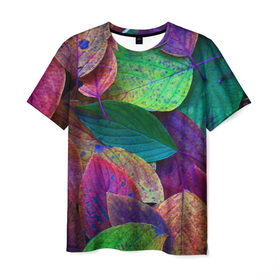 Мужская футболка 3D с принтом Осень в Тюмени, 100% полиэфир | прямой крой, круглый вырез горловины, длина до линии бедер | autumn | bright | color | forest | leaves | paint | trees | деревья | краски | лес | листья | осень | цвета | яркие