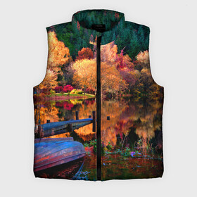 Мужской жилет утепленный 3D с принтом Осень в Тюмени,  |  | autumn | boat | bright | colors | forest | paint | river | trees | деревья | краски | лес | лодка | осень | река | цвета | яркие