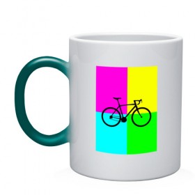 Кружка хамелеон с принтом Велосипед фикс в Тюмени, керамика | меняет цвет при нагревании, емкость 330 мл | Тематика изображения на принте: fix | вело | велосипед | прикол | фикс