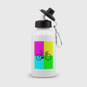 Бутылка спортивная с принтом Велосипед фикс в Тюмени, металл | емкость — 500 мл, в комплекте две пластиковые крышки и карабин для крепления | Тематика изображения на принте: fix | вело | велосипед | прикол | фикс