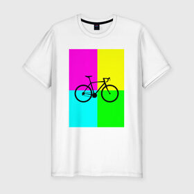 Мужская футболка премиум с принтом Велосипед фикс в Тюмени, 92% хлопок, 8% лайкра | приталенный силуэт, круглый вырез ворота, длина до линии бедра, короткий рукав | fix | вело | велосипед | прикол | фикс