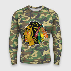 Мужской рашгард 3D с принтом Blackhawks Camouflage в Тюмени,  |  | Тематика изображения на принте: camouflage | chicago blackhawks | hockey | nhl | нхл | хоккей