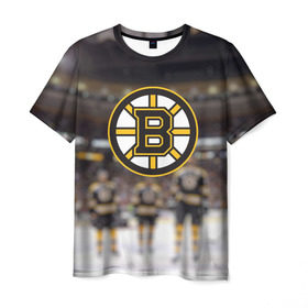 Мужская футболка 3D с принтом Boston Bruins в Тюмени, 100% полиэфир | прямой крой, круглый вырез горловины, длина до линии бедер | бостон | брюинз