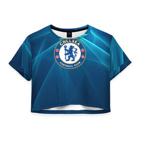 Женская футболка 3D укороченная с принтом Chelsea в Тюмени, 100% полиэстер | круглая горловина, длина футболки до линии талии, рукава с отворотами | chelsea | англия | премьер лига | фанат | футбол | футболист | челси