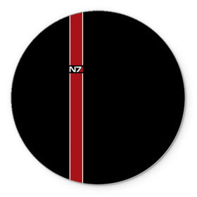 Коврик круглый с принтом Mass Effect N7 в Тюмени, резина и полиэстер | круглая форма, изображение наносится на всю лицевую часть | Тематика изображения на принте: космос